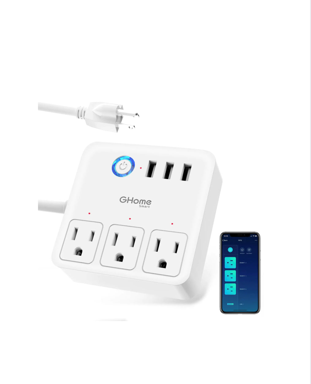 Smart WiFi Power Strip with Voice Control and USB Ports/ Regleta Inteligente WiFi con Control por Voz y Puertos USB