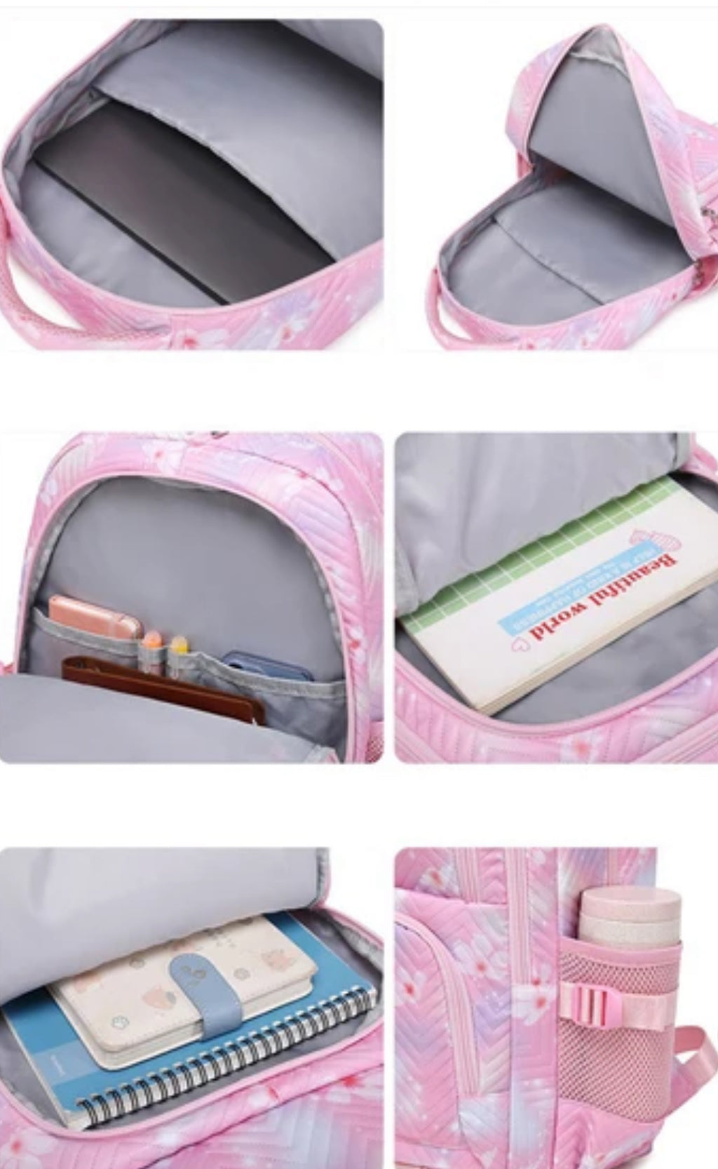 Mochila Stitch & Lilo - Gran capacidad, negra con diseño de gradiente rosa y púrpura, correas ajustables, poliéster duradero, ideal para la escuela, viajes y uso diario, mochila para la escuela.