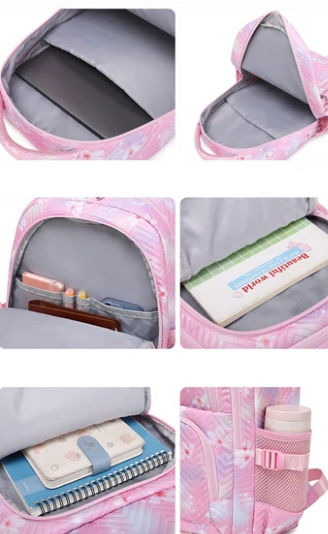 Mochila Stitch & Lilo - Gran capacidad, negra con diseño de gradiente rosa y púrpura, correas ajustables, poliéster duradero, ideal para la escuela, viajes y uso diario, mochila para la escuela.