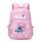 Mochila Stitch & Lilo - Gran capacidad, negra con diseño de gradiente rosa y púrpura, correas ajustables, poliéster duradero, ideal para la escuela, viajes y uso diario, mochila para la escuela.