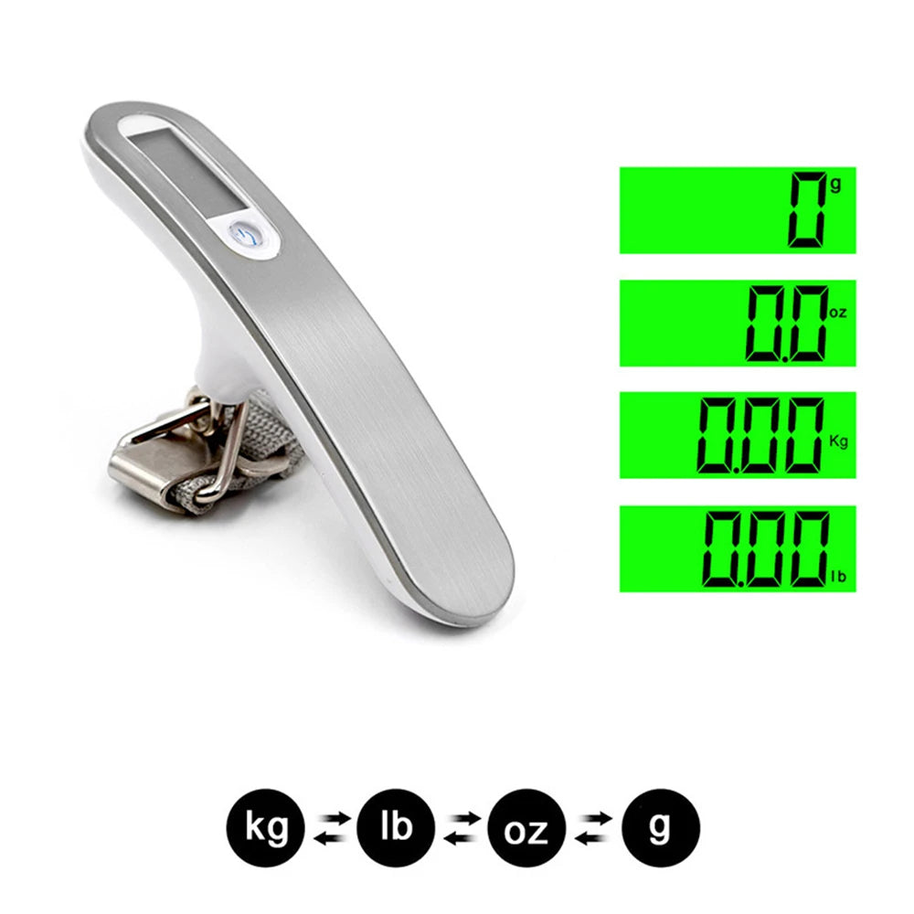 Báscula digital portátil de mano 50 kg / 110 lb con pantalla LCD – Balanza electrónica colgante con correa para pesar equipaje, maletas y viajes

50kg/110lb Hand Held Digital Luggage Scale LCD Electronic Hanging Belt Scale For Travel Suitcase Baggage Elec