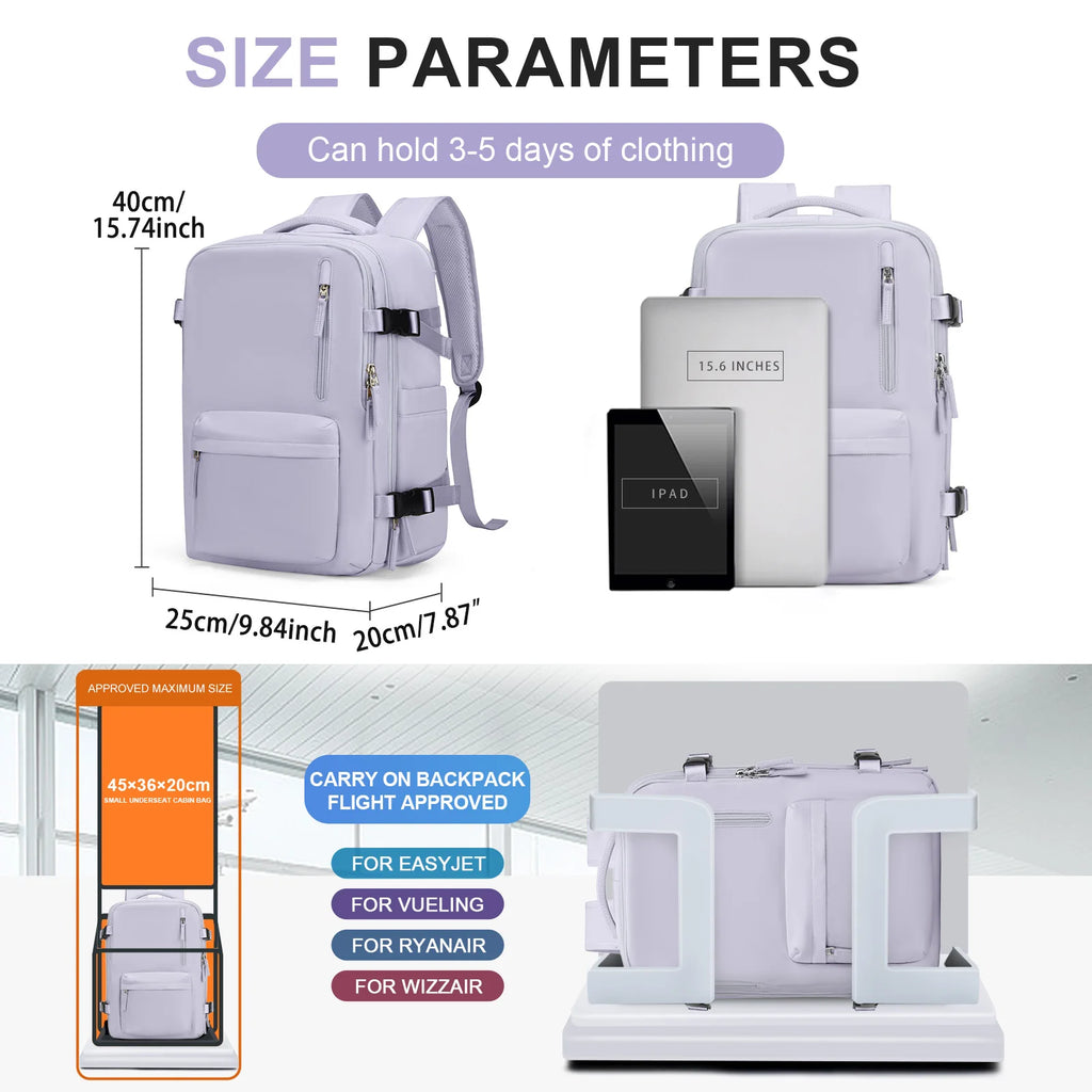 Travel Backpack Cabin Bag, Ryanair Backpack 40x20x25 Carry-Ons, Men Women 15.6 inch Laptop Backpack, Casual 40x28x17 Backpack mochila de viaje
