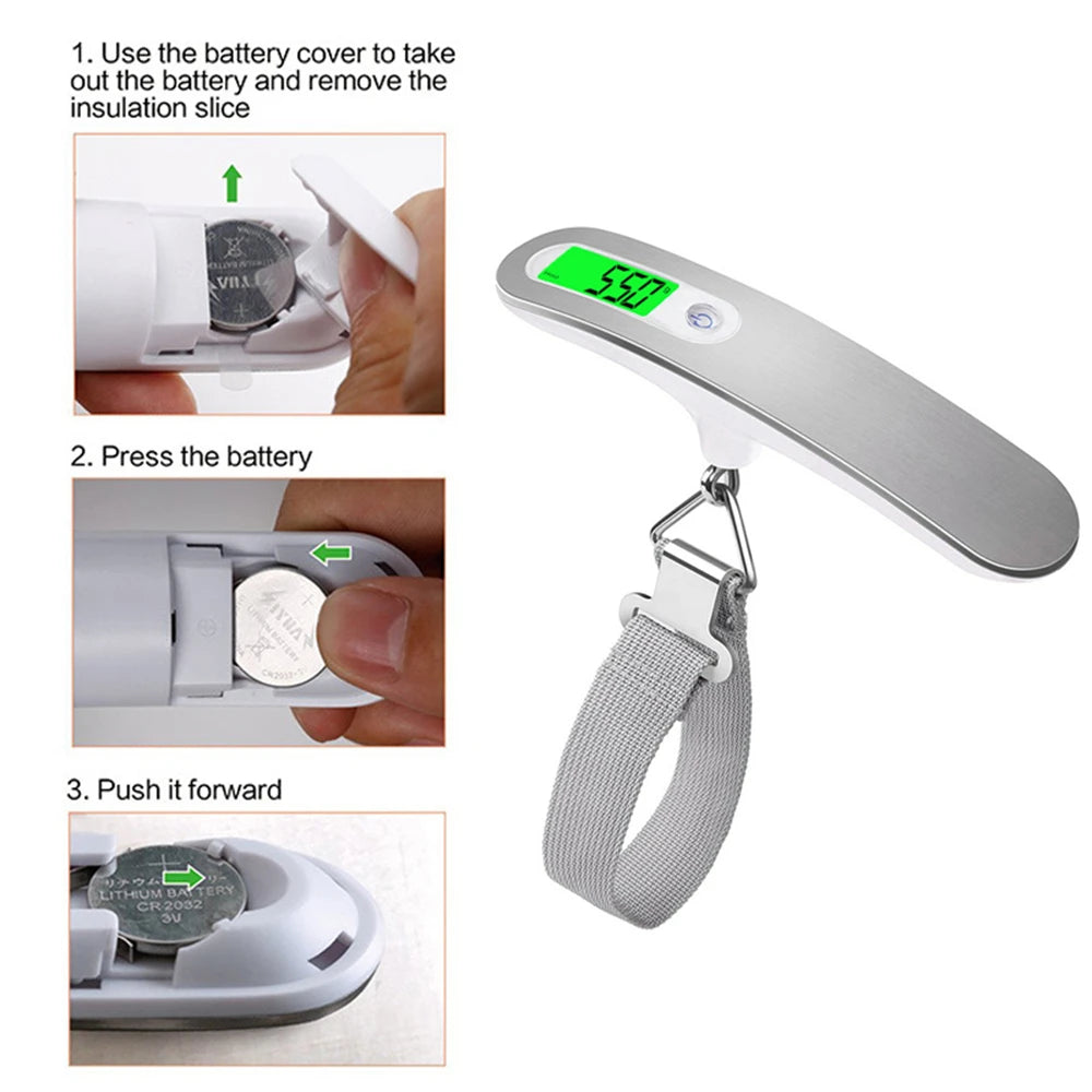 Báscula digital portátil de mano 50 kg / 110 lb con pantalla LCD – Balanza electrónica colgante con correa para pesar equipaje, maletas y viajes

50kg/110lb Hand Held Digital Luggage Scale LCD Electronic Hanging Belt Scale For Travel Suitcase Baggage Elec