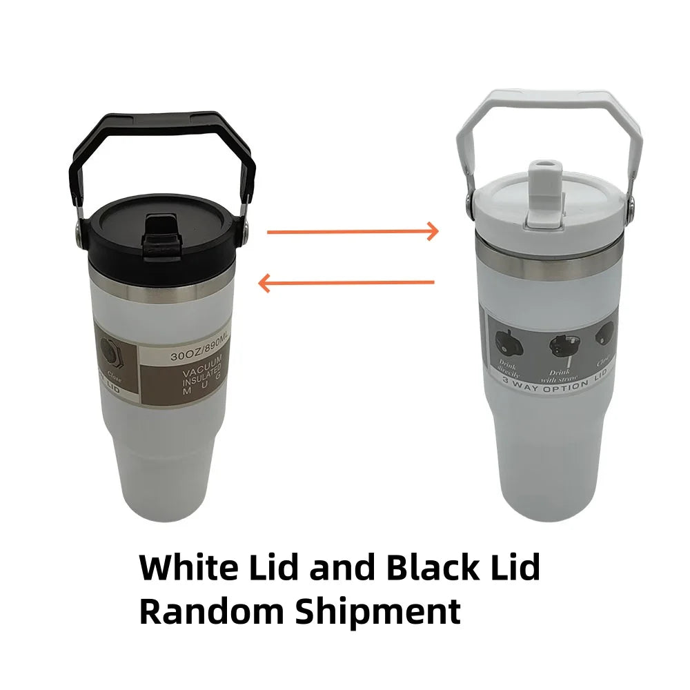 1pc Vacuum Tumbler with Lid Stainless Steel Portable Water Bottle with Dazzling Handle Insulated Tumbler Tote Handle 20/30OZ Vaso Térmico de Acero Inoxidable con Asa Brillante 20/30oz – Vacuum Insulated Tumbler with Lid
