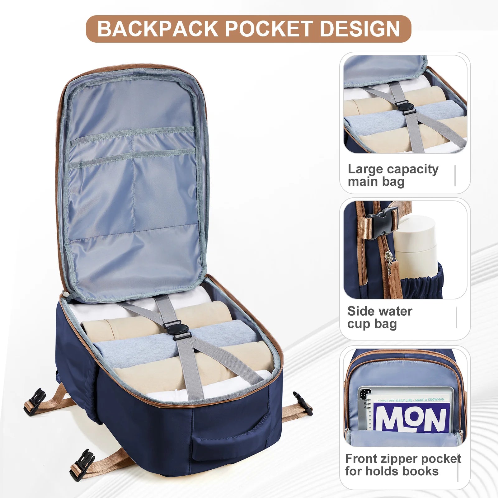 Travel Backpack Cabin Bag, Ryanair Backpack 40x20x25 Carry-Ons, Men Women 15.6 inch Laptop Backpack, Casual 40x28x17 Backpack mochila de viaje