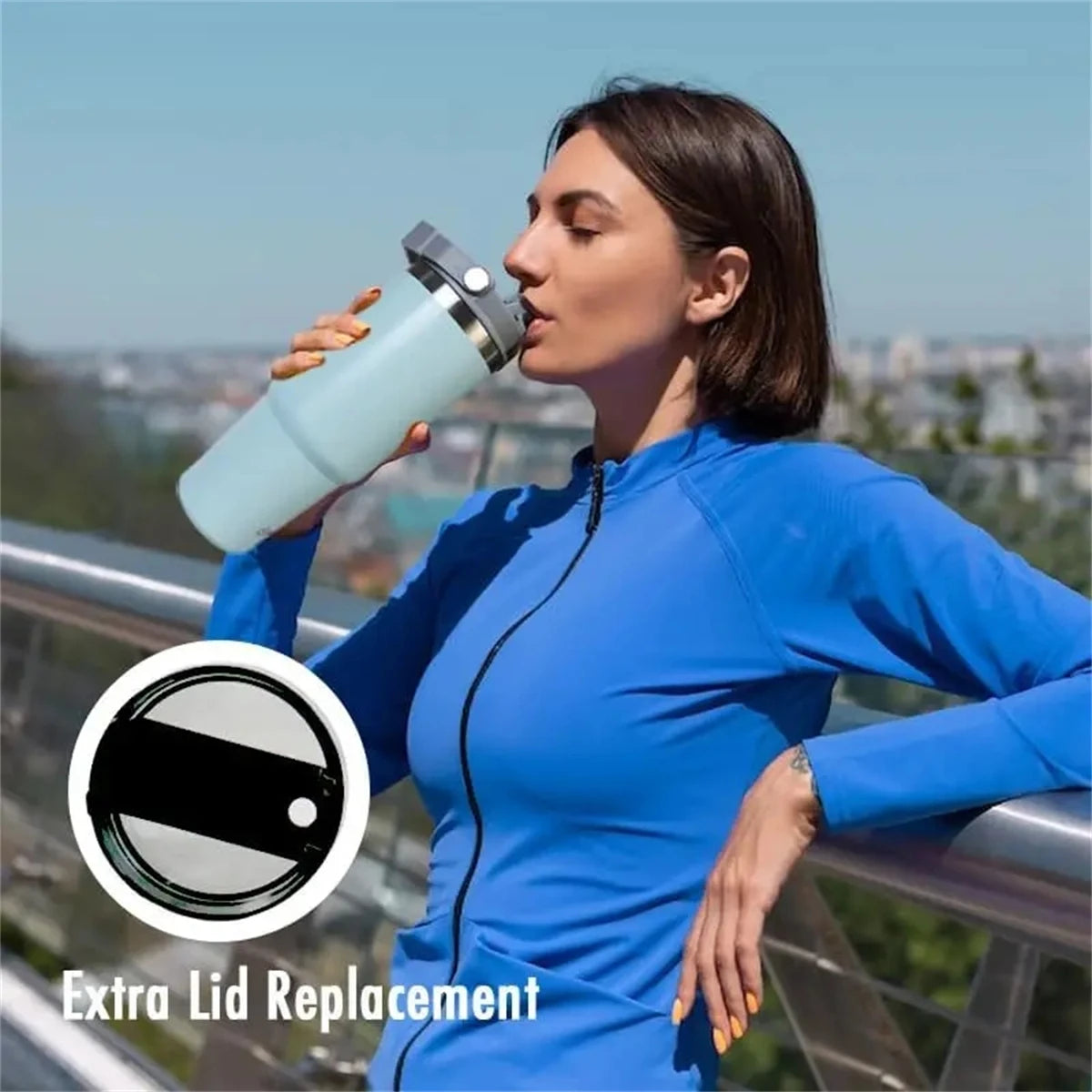 1pc Vacuum Tumbler with Lid Stainless Steel Portable Water Bottle with Dazzling Handle Insulated Tumbler Tote Handle 20/30OZ Vaso Térmico de Acero Inoxidable con Asa Brillante 20/30oz – Vacuum Insulated Tumbler with Lid