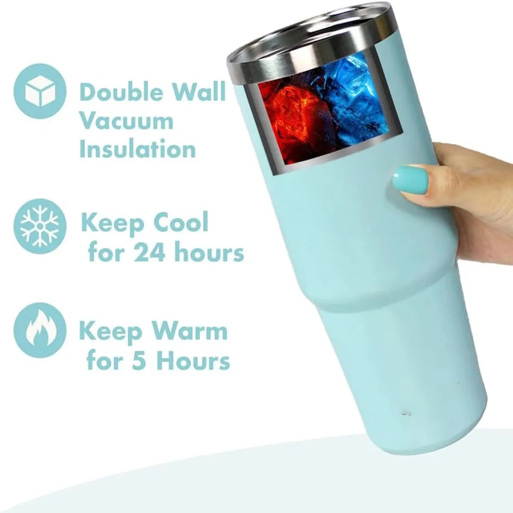 1pc Vacuum Tumbler with Lid Stainless Steel Portable Water Bottle with Dazzling Handle Insulated Tumbler Tote Handle 20/30OZ Vaso Térmico de Acero Inoxidable con Asa Brillante 20/30oz – Vacuum Insulated Tumbler with Lid