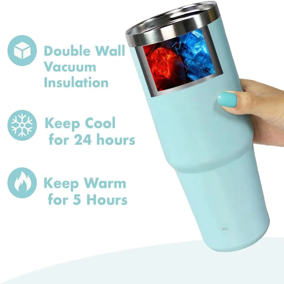 1pc Vacuum Tumbler with Lid Stainless Steel Portable Water Bottle with Dazzling Handle Insulated Tumbler Tote Handle 20/30OZ Vaso Térmico de Acero Inoxidable con Asa Brillante 20/30oz – Vacuum Insulated Tumbler with Lid