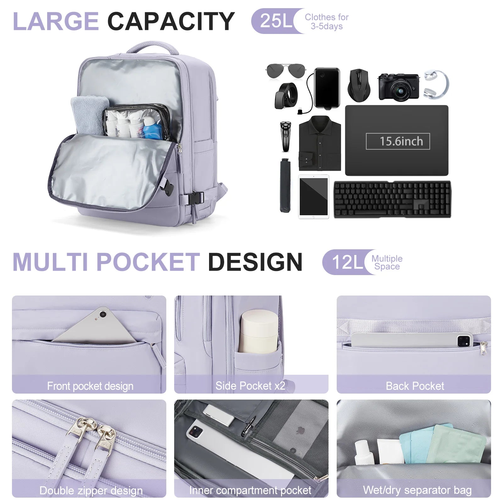 Travel Backpack Cabin Bag, Ryanair Backpack 40x20x25 Carry-Ons, Men Women 15.6 inch Laptop Backpack, Casual 40x28x17 Backpack mochila de viaje