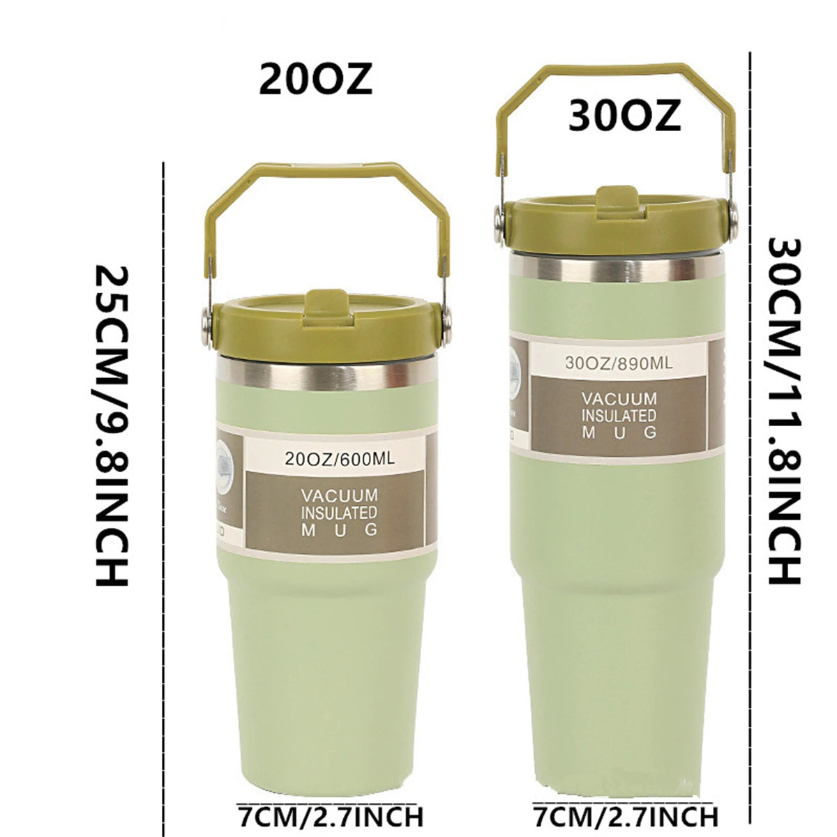 1pc Vacuum Tumbler with Lid Stainless Steel Portable Water Bottle with Dazzling Handle Insulated Tumbler Tote Handle 20/30OZ Vaso Térmico de Acero Inoxidable con Asa Brillante 20/30oz – Vacuum Insulated Tumbler with Lid