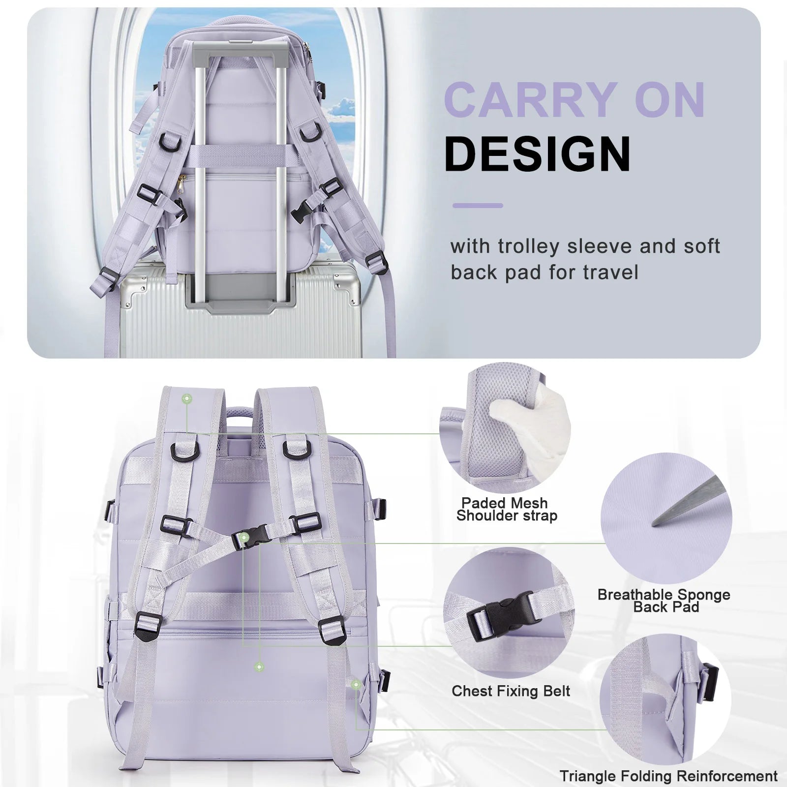 Travel Backpack Cabin Bag, Ryanair Backpack 40x20x25 Carry-Ons, Men Women 15.6 inch Laptop Backpack, Casual 40x28x17 Backpack mochila de viaje