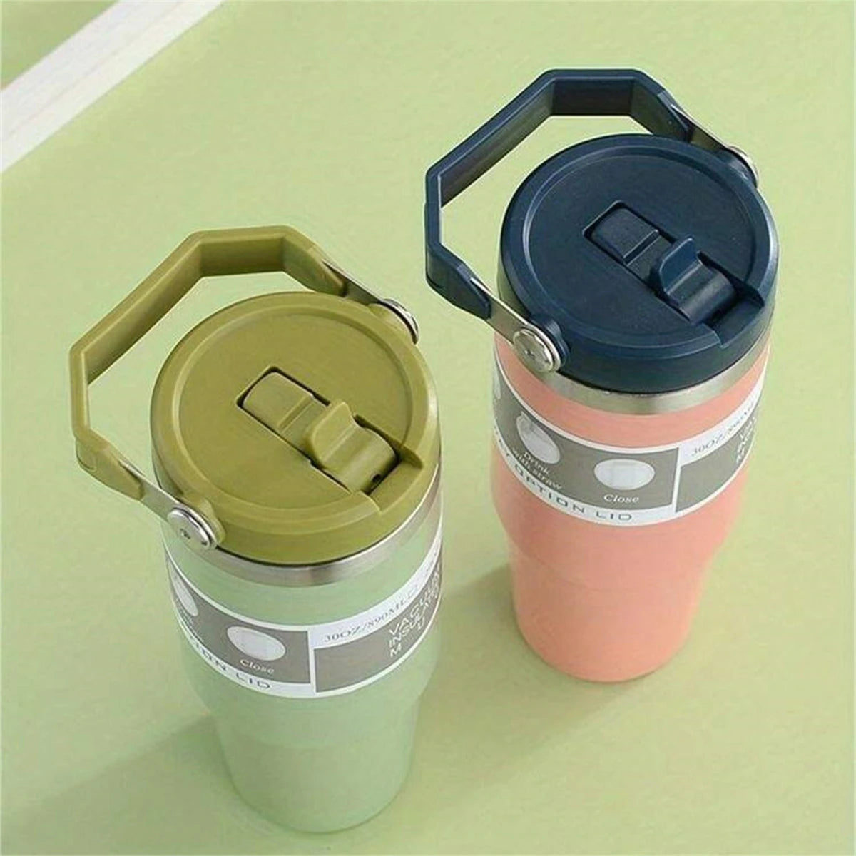 1pc Vacuum Tumbler with Lid Stainless Steel Portable Water Bottle with Dazzling Handle Insulated Tumbler Tote Handle 20/30OZ Vaso Térmico de Acero Inoxidable con Asa Brillante 20/30oz – Vacuum Insulated Tumbler with Lid