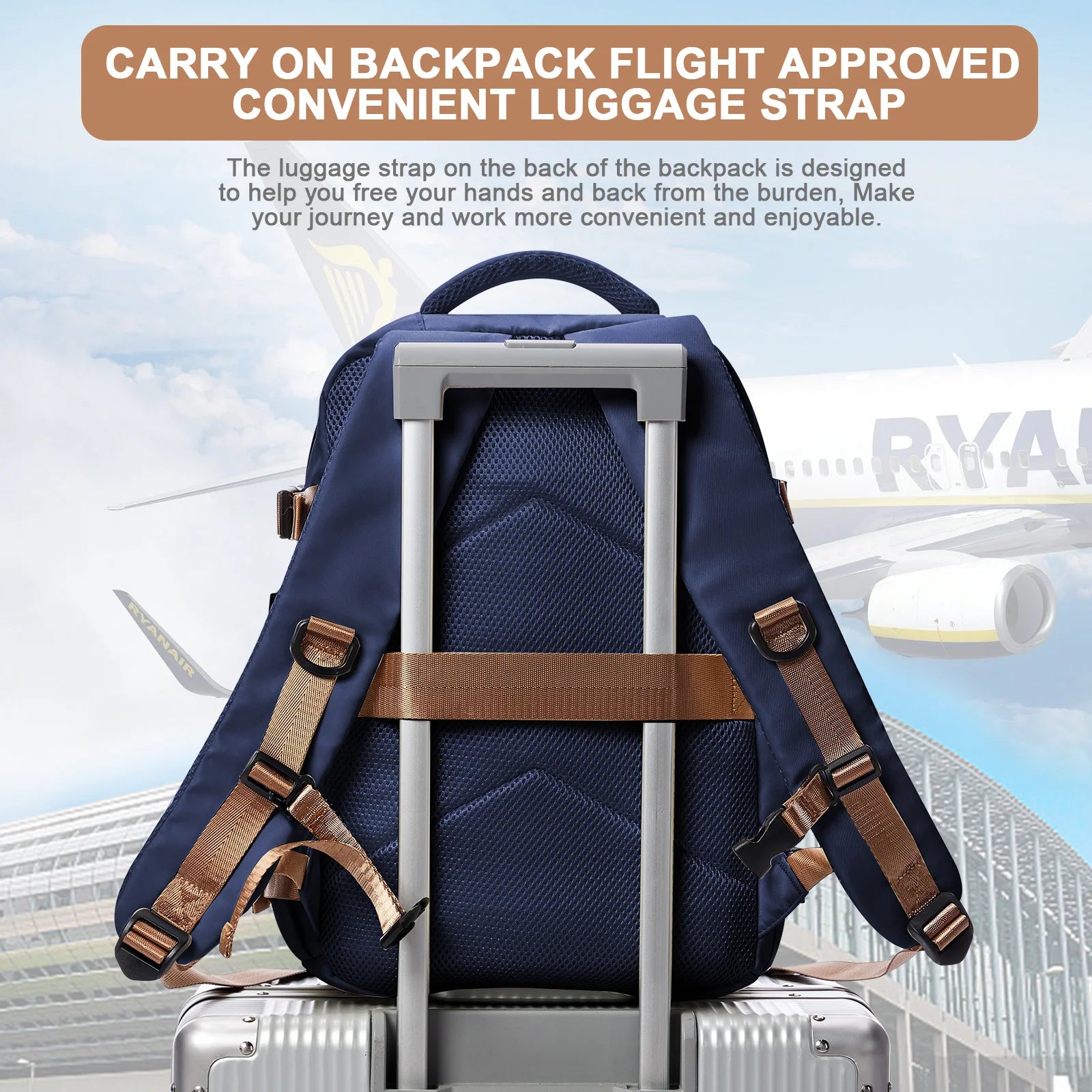 Travel Backpack Cabin Bag, Ryanair Backpack 40x20x25 Carry-Ons, Men Women 15.6 inch Laptop Backpack, Casual 40x28x17 Backpack mochila de viaje
