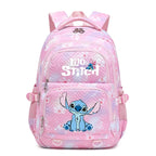 Mochila Stitch & Lilo - Gran capacidad, negra con diseño de gradiente rosa y púrpura, correas ajustables, poliéster duradero, ideal para la escuela, viajes y uso diario, mochila para la escuela.